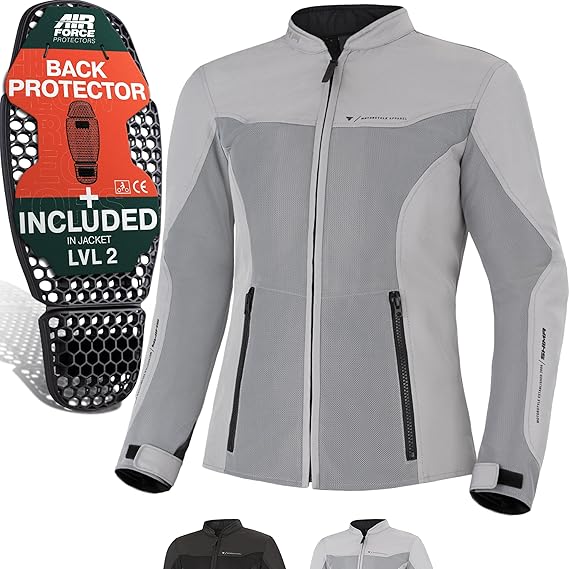 SHIMA Women’s Blouson Drift Motorcycle Jacket (White/Grey) (LARGER)
