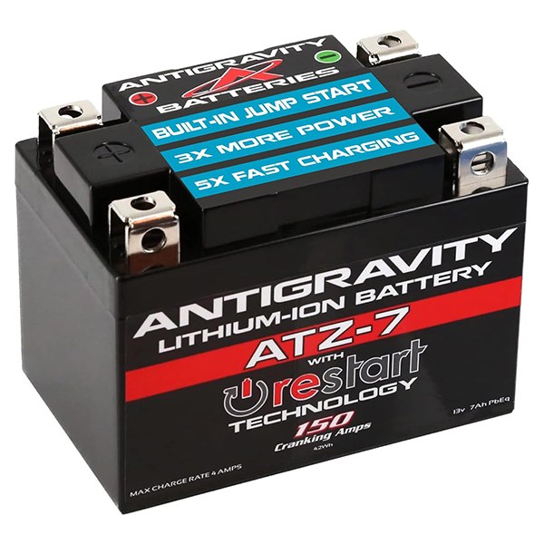 Antigravity ATZ-7 Performance Lithium Motorcycle Powersport Battery with Built-In Jump Starting, 3.5Amp Hours 