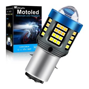 KaiDengZhe H6 LED Light Bulb, 2022 New Upgraded BA20D Scooter ,25W 12V-80V Light White+Golden Yellow (Pack of 1)