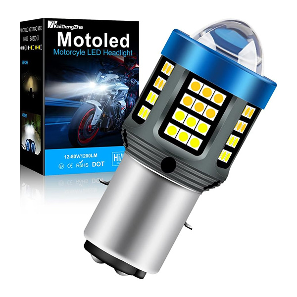 KaiDengZhe H6 LED Light Bulb, 2022 New Upgraded BA20D Scooter ,25W 12V-80V Light White+Golden Yellow